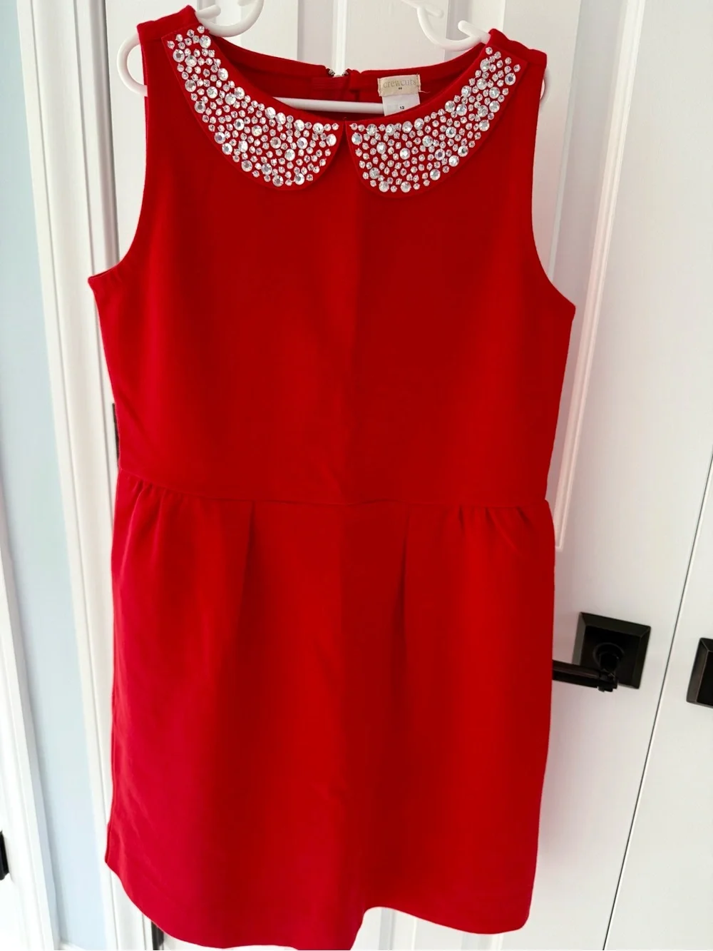 Crewcuts Red Sleeveless Dress with Embellished White Peter Pan Collar